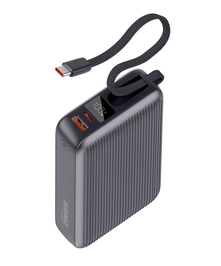 Павербанк Sigma mobile X-power SI20A5QLX grey (20000mAh, 45W, LED, компактний розмір, вбуд. кабель Type-C)
